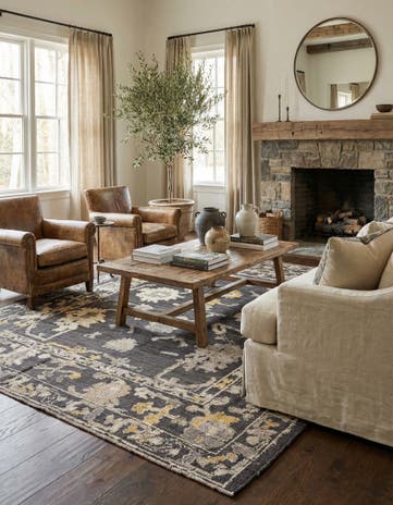 8' 5 x 9' 5 Hand Knotted Oushak Wool Rug