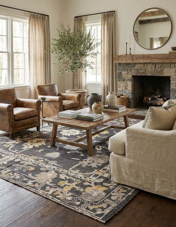 8' 5 x 9' 5 Hand Knotted Oushak Wool Rug