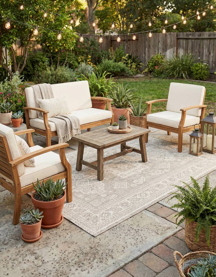 Detail image of  4' x 6'  Washable Aztec Indoor / Outdoor Rug