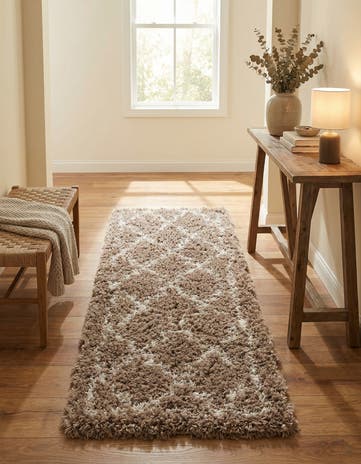 Khaki Infinity Shag Runner Rug