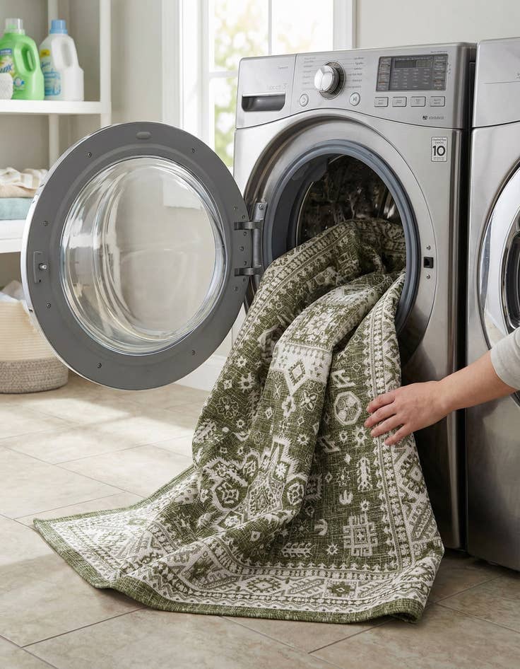 Detail image of 7' x 10'  Washable Aztec Indoor / Outdoor Rug