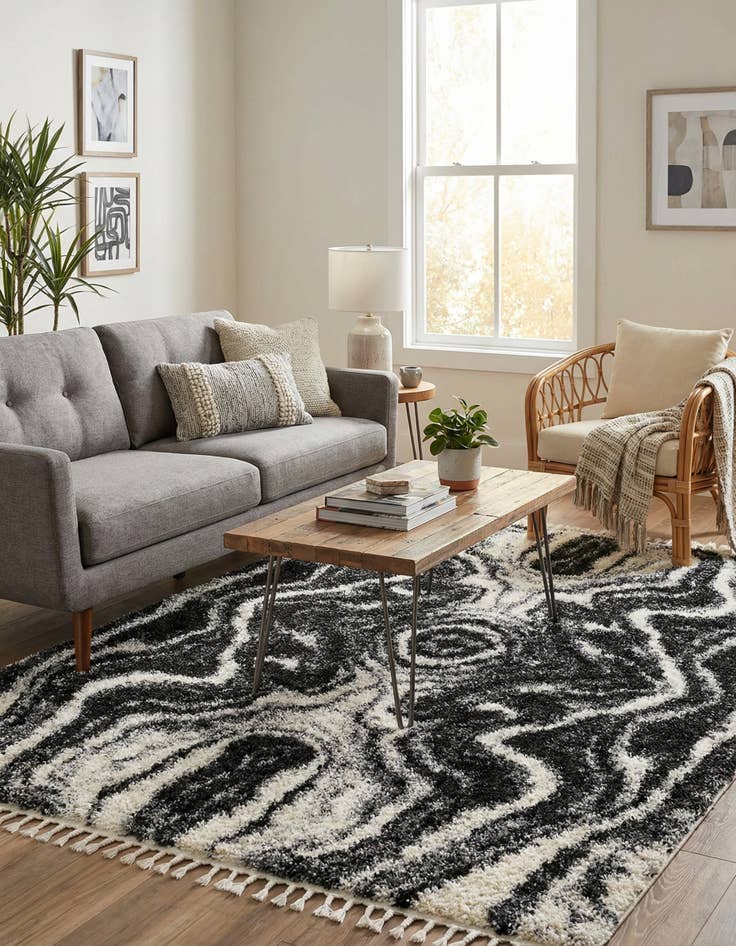 Detail image of  5' 3 x 8' Athena Shag Rug