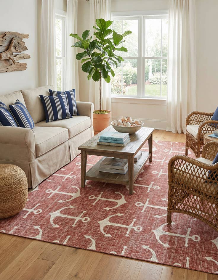 Detail image of 9' x 12'  Washable Coastal Indoor / Outdoor Rug