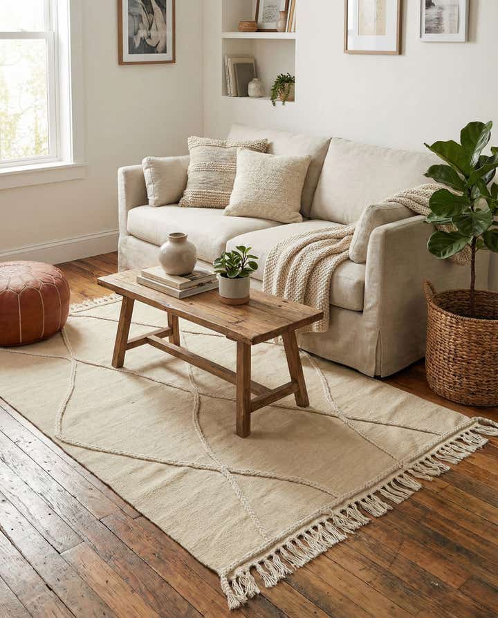 3' 4 x 4' 11 Hand Knotted Moroccan Wool Rug