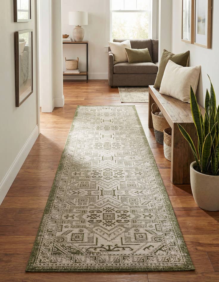 Detail image of 2' 7 x 12'  Washable Aztec Indoor / Outdoor Runner Rug