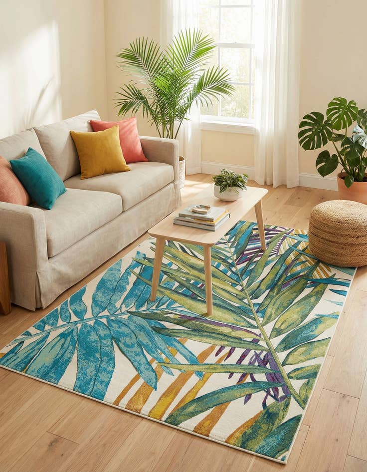 Detail image of  6' x 9'  Washable Botanical Indoor / Outdoor Rug