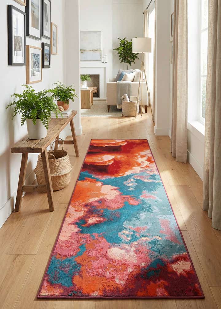 2' 7 x 10' Easy-Clean Modern Indoor / Outdoor Runner Rug