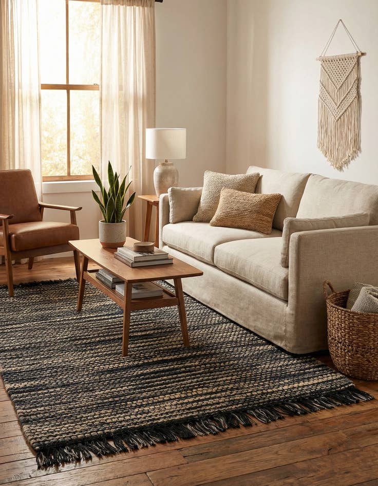 Detail image of 4' 1 x 6' 1  Hand Woven Chunky Jute Rug