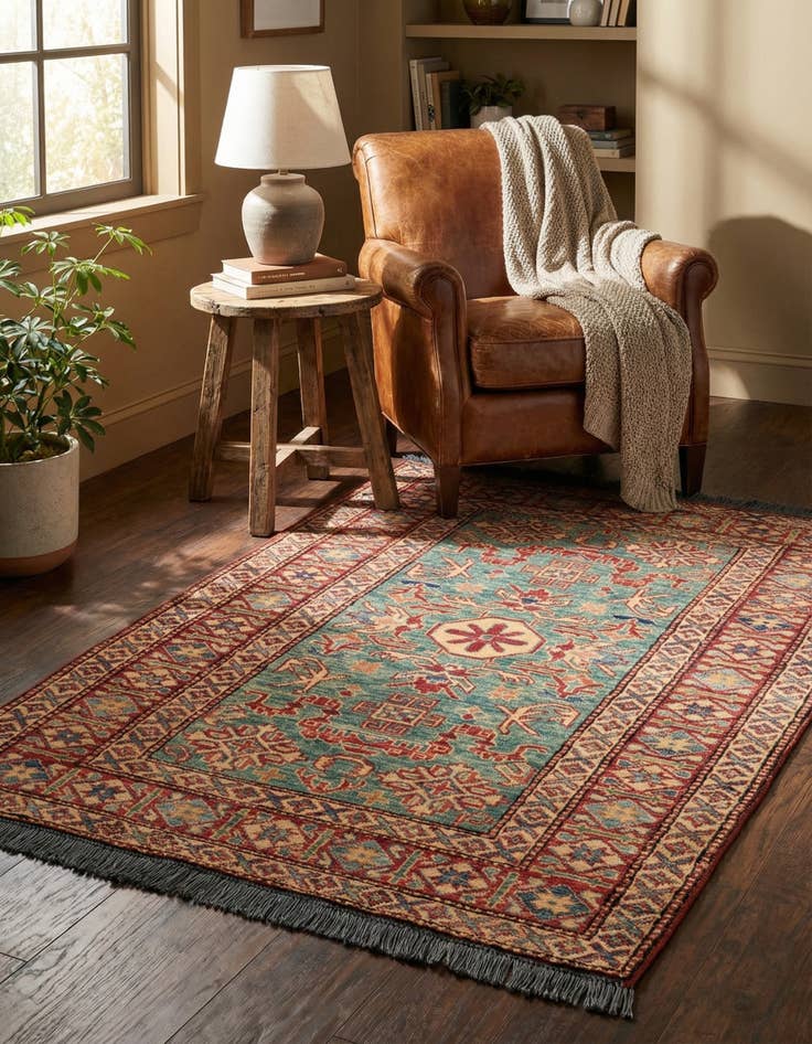 Detail image of  3' 3 x 4' 11  Hand Knotted Kazak Wool Rug