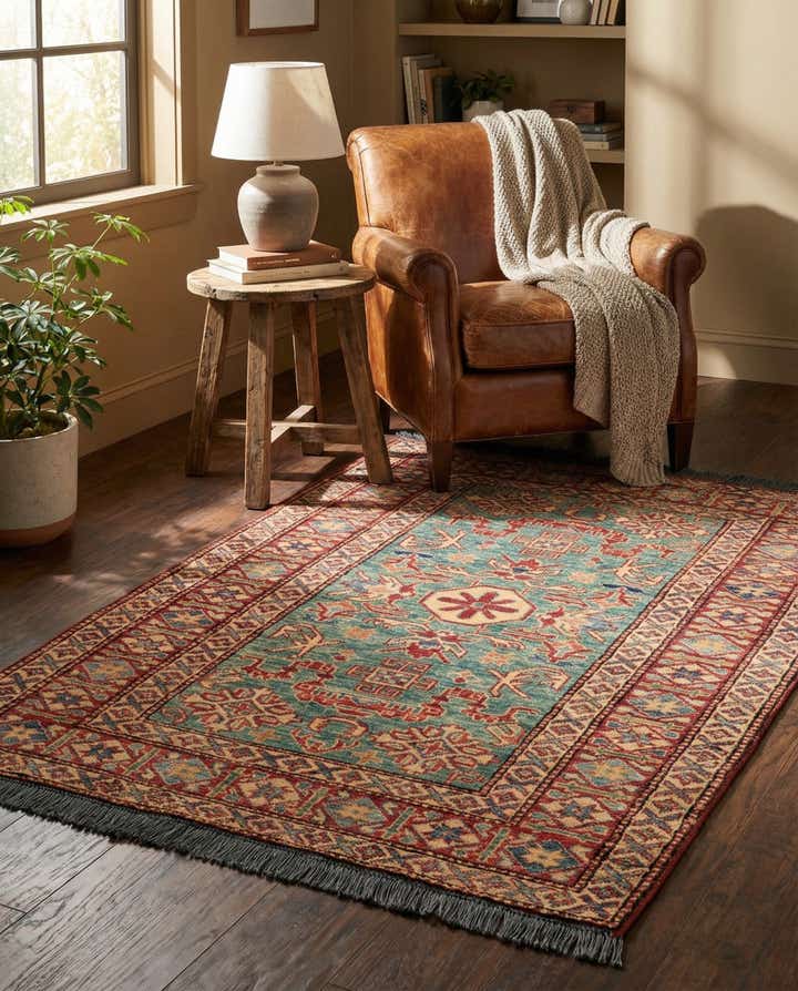 3' 3 x 4' 11 Hand Knotted Kazak Wool Rug