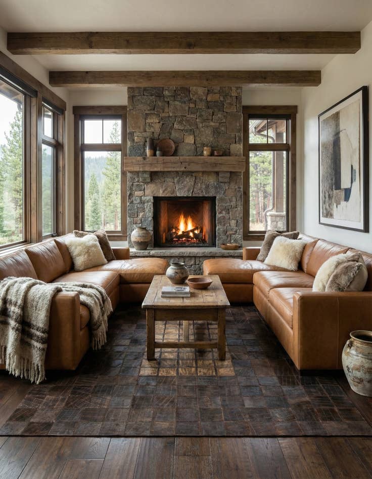 Detail image of 5' x 8' 4 Cowhide Leather Rug