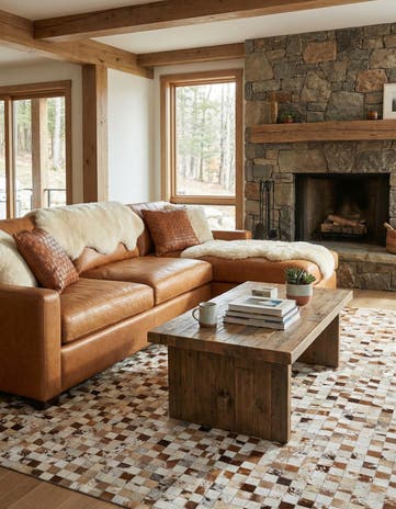 8' 1 x 9' 10 Cowhide Leather Rug