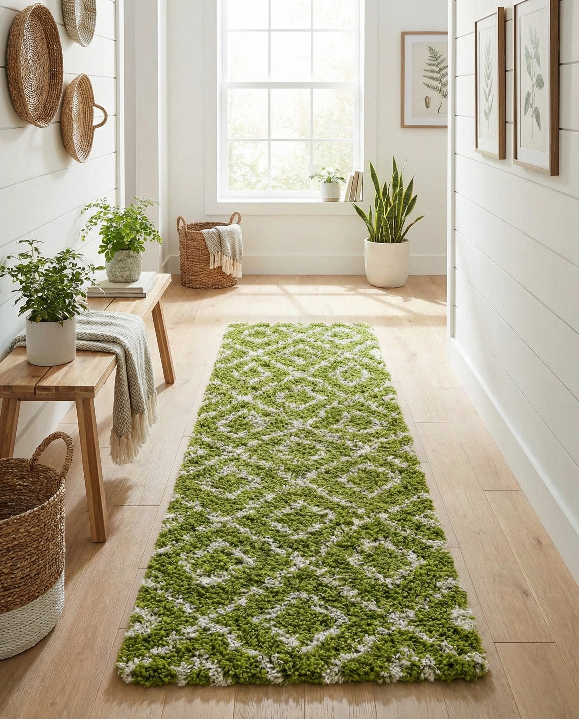  2' x 8' Lattice Shag Runner Rug