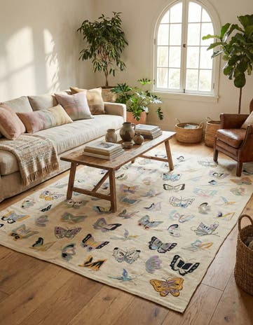 5' 9 x 7' 9 Hand Woven Kilim Suzani Wool Rug