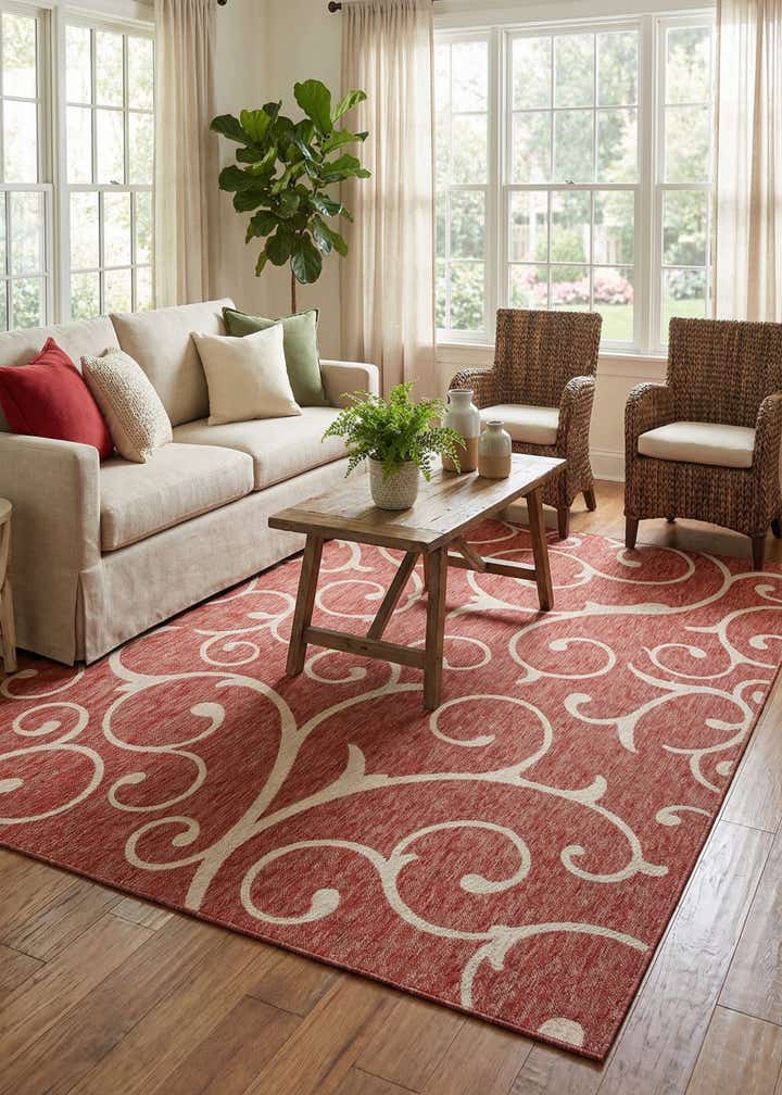 9' x 12' Easy-Clean Botanical Indoor / Outdoor Rug