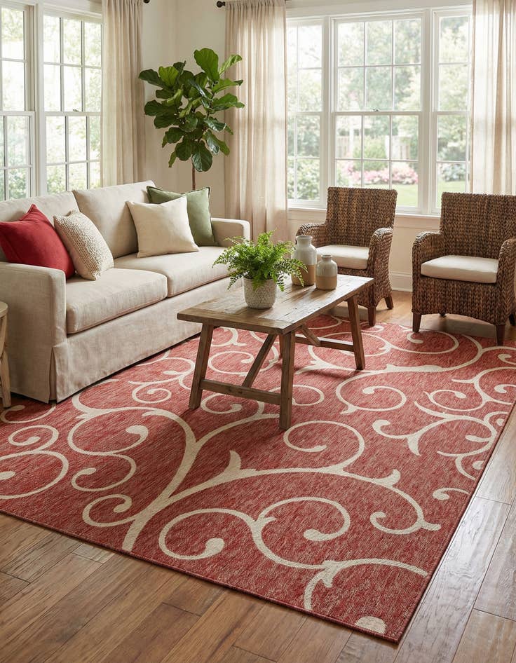 Detail image of 9' x 12' Easy-Clean Botanical Indoor / Outdoor Rug