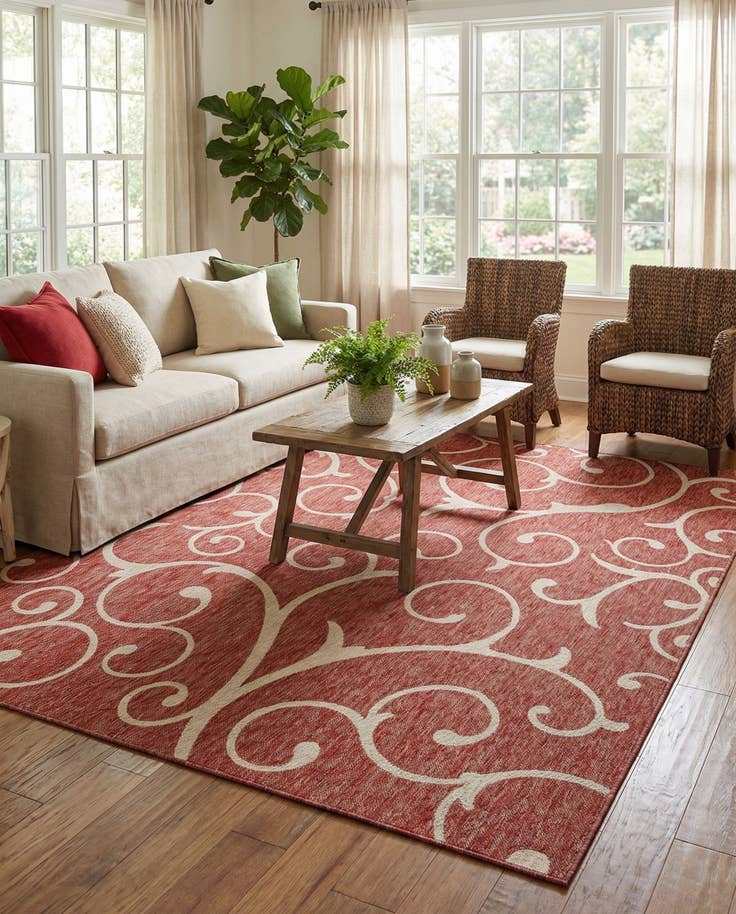 Detail image of 9' x 12' Easy-Clean Botanical Indoor / Outdoor Rug