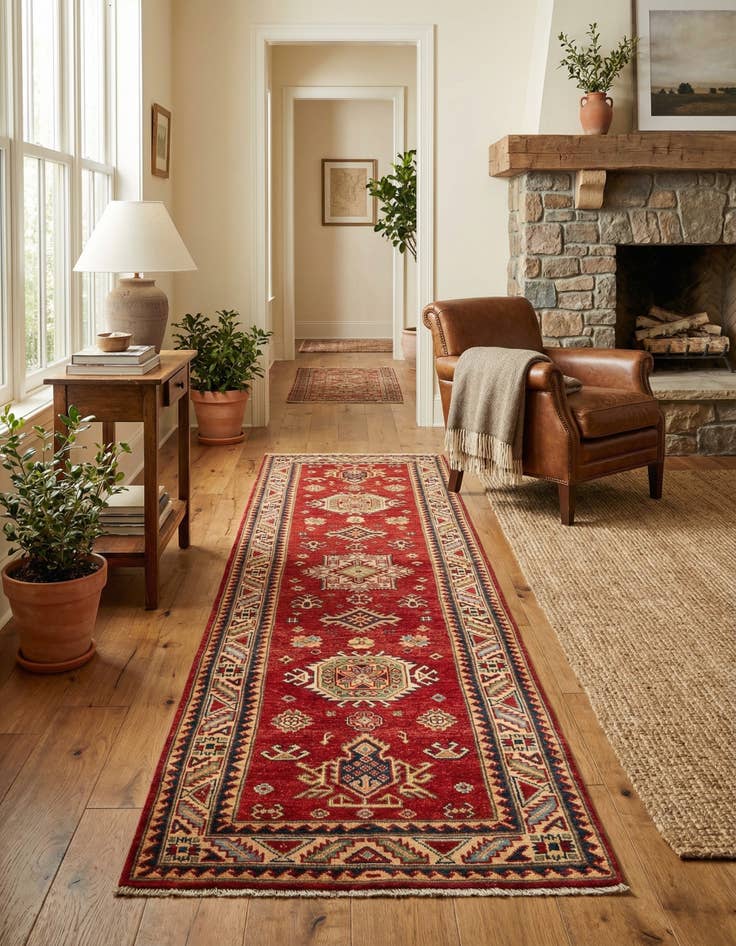 Detail image of 2' 8 x 9' 8  Hand Knotted Kazak Runner Rug