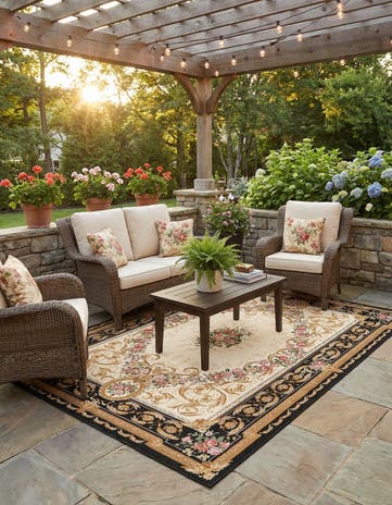 6' x 9' Easy-Clean Traditional Indoor / Outdoor Rug