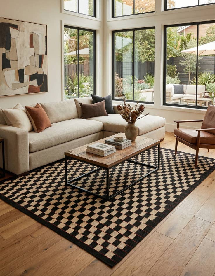 Detail image of 6' 9 x 9' 6  Hand Woven Kilim Modern Wool Rug