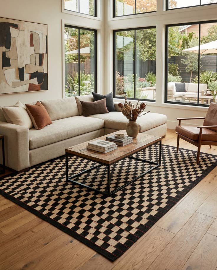 Detail image of 6' 9 x 9' 6 Hand Woven Kilim Modern Wool Rug