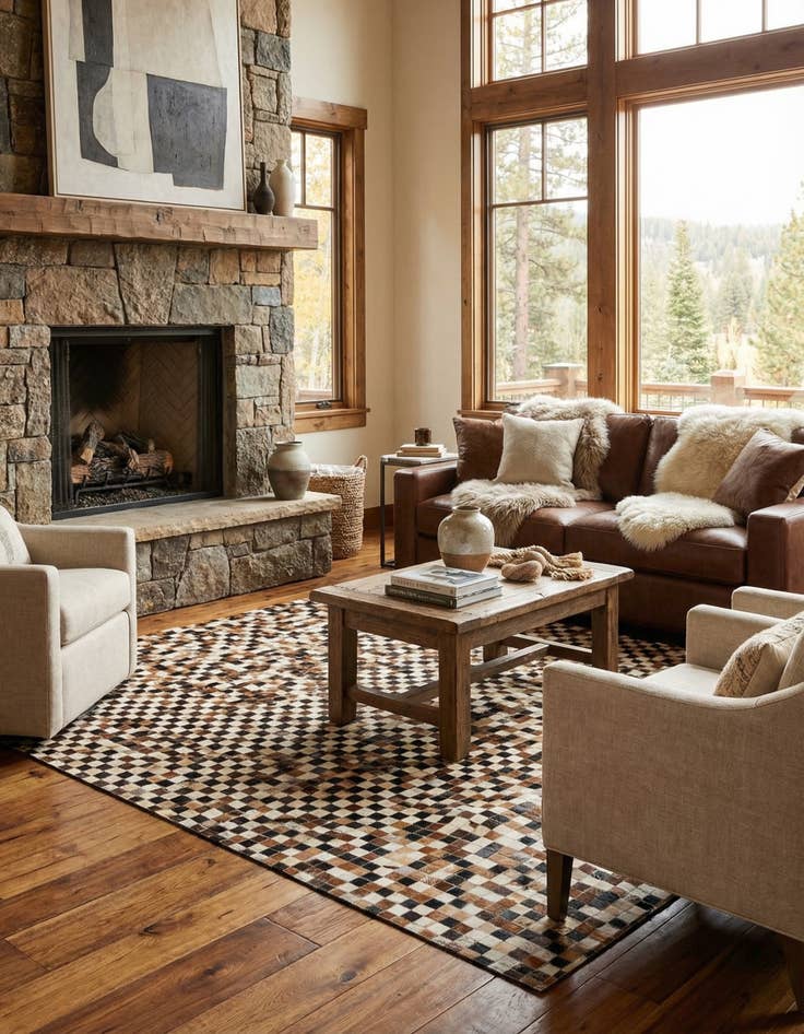 Detail image of 5' 5 x 7' 6 Cowhide Stocks Rug