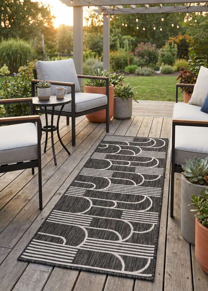 2' x 5' 3 Easy-Clean Modern Indoor / Outdoor Runner Rug