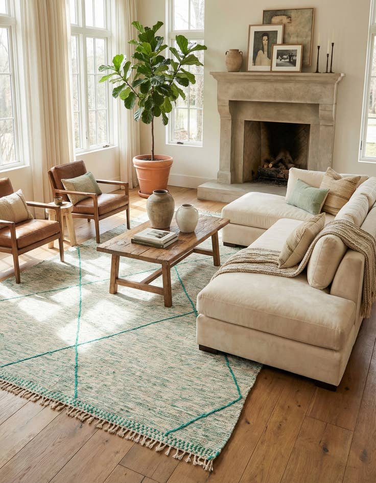 Detail image of 8' 10 x 12' 9  Hand Knotted Moroccan Wool Rug