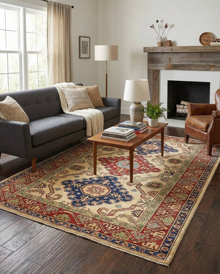 Detail image of 4' 9 x 6' 7 Hand Knotted Kazak Rug