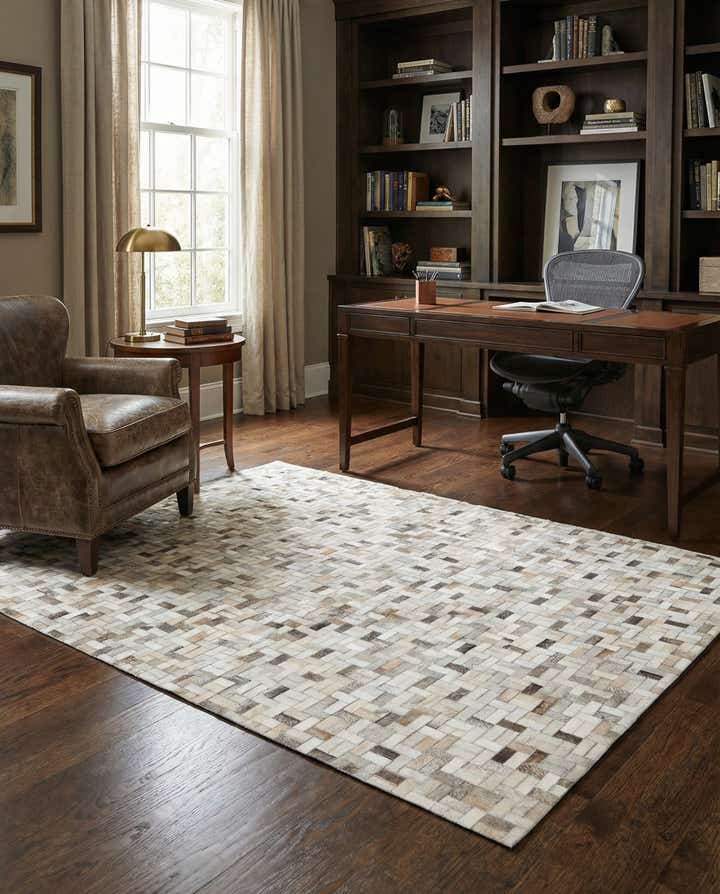 5' 7 x 7' 10 Cowhide Stocks Rug