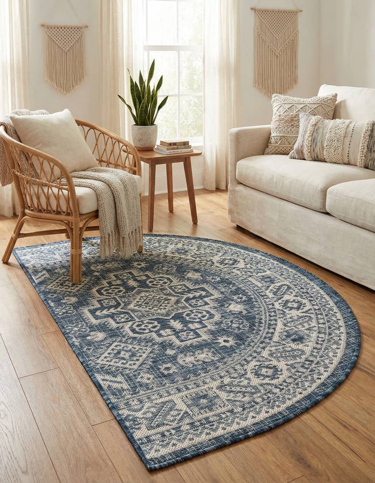 Detail image of 2' 7 x 4'  Washable Aztec Indoor / Outdoor Hearth Rug