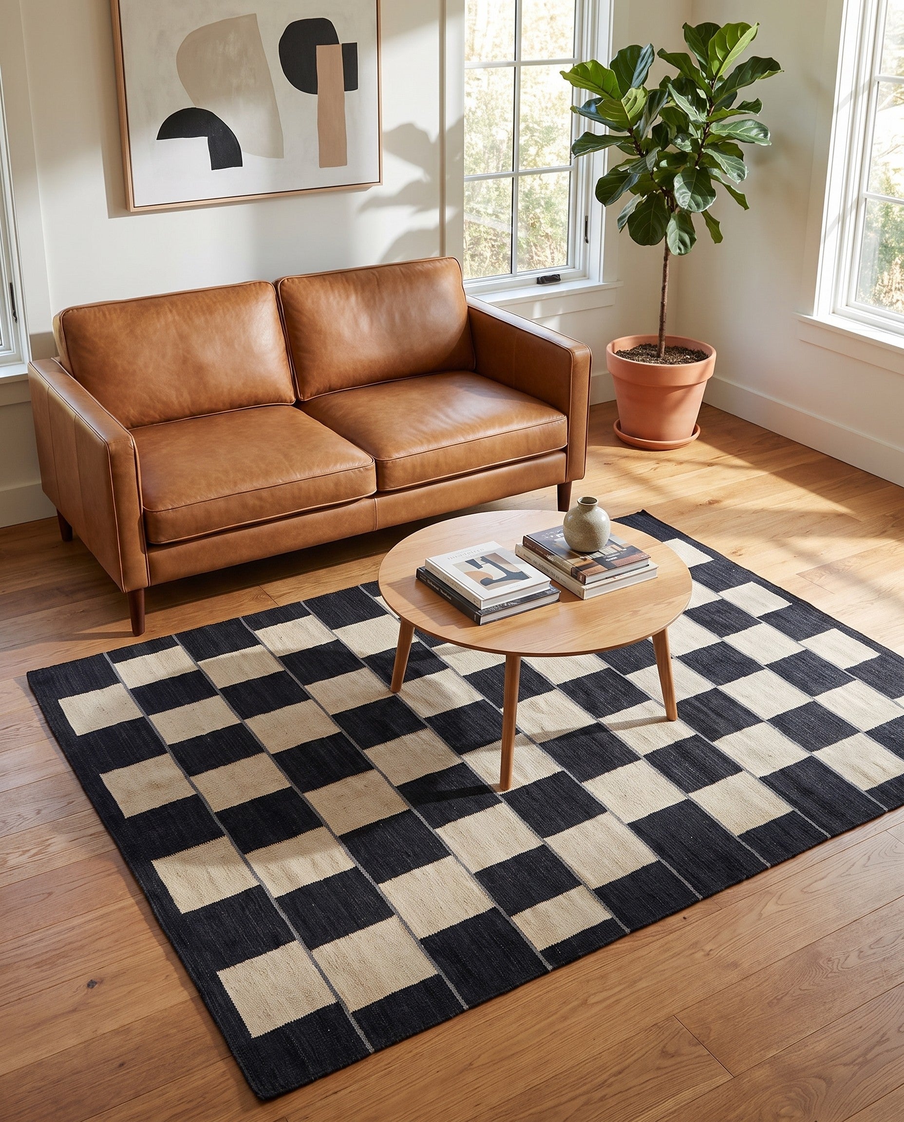 5' x 6' 5 Hand Woven Kilim Modern Wool Square Rug