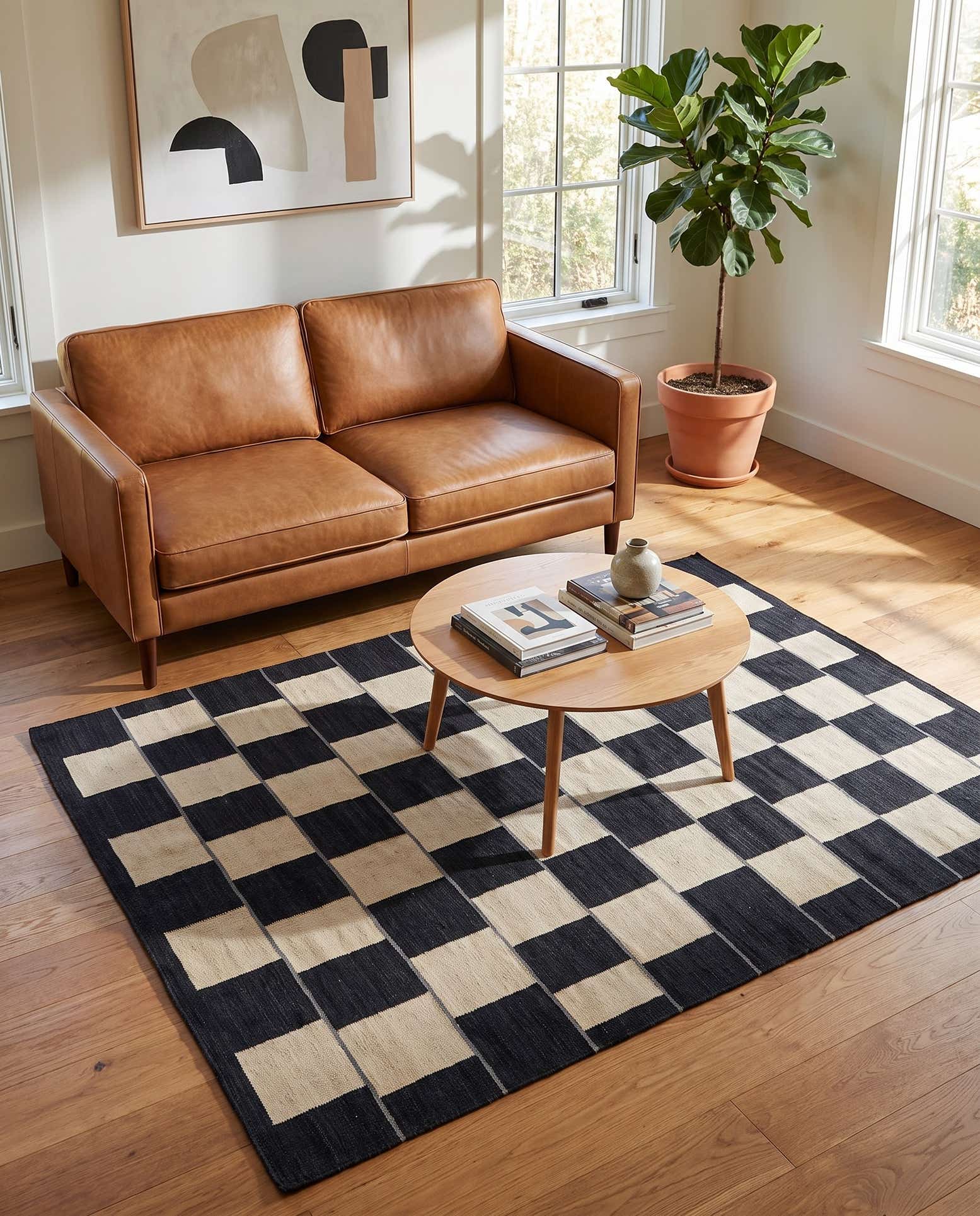 150cm x 195cm Handgewebt Kilim Modern Wolle Quadrat Teppich