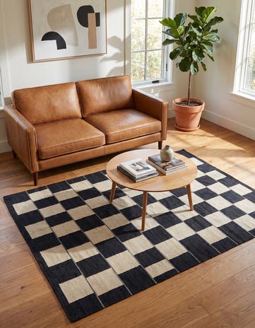 5' x 6' 5 Hand Woven Kilim Modern Wool Square Rug