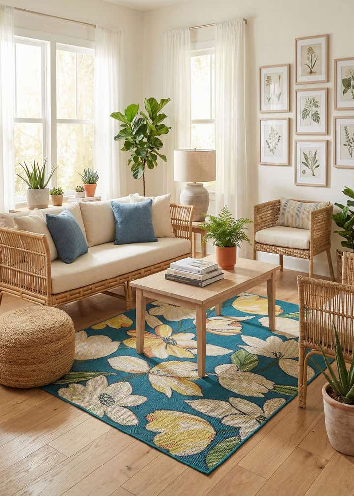 5' 3 x 8' Easy-Clean Baja Indoor / Outdoor Rug