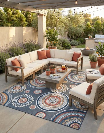 9' 9 x 12' Easy-Clean Botanical Indoor / Outdoor Rug