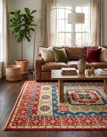 5' 5 x 8' Hand Knotted Kazak Rug
