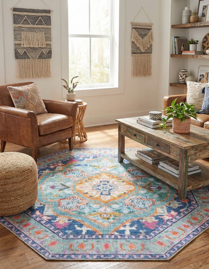 5' 3 x 5' 3 Washable Timeless Octagon Rug