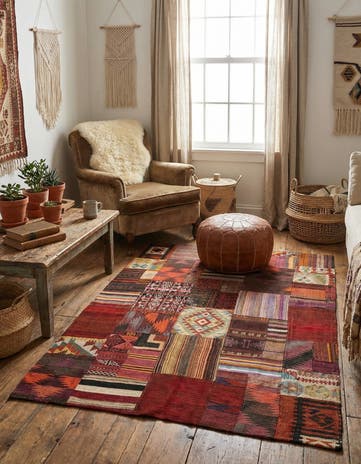 4' 2 x 5' 10 Hand Woven Kilim Patchwork Wool Rug