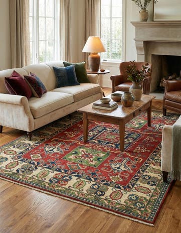 5' 7 x 7' 8 Hand Knotted Kazak Rug