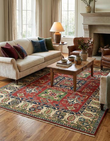 5' 7 x 7' 8 Hand Knotted Kazak Rug