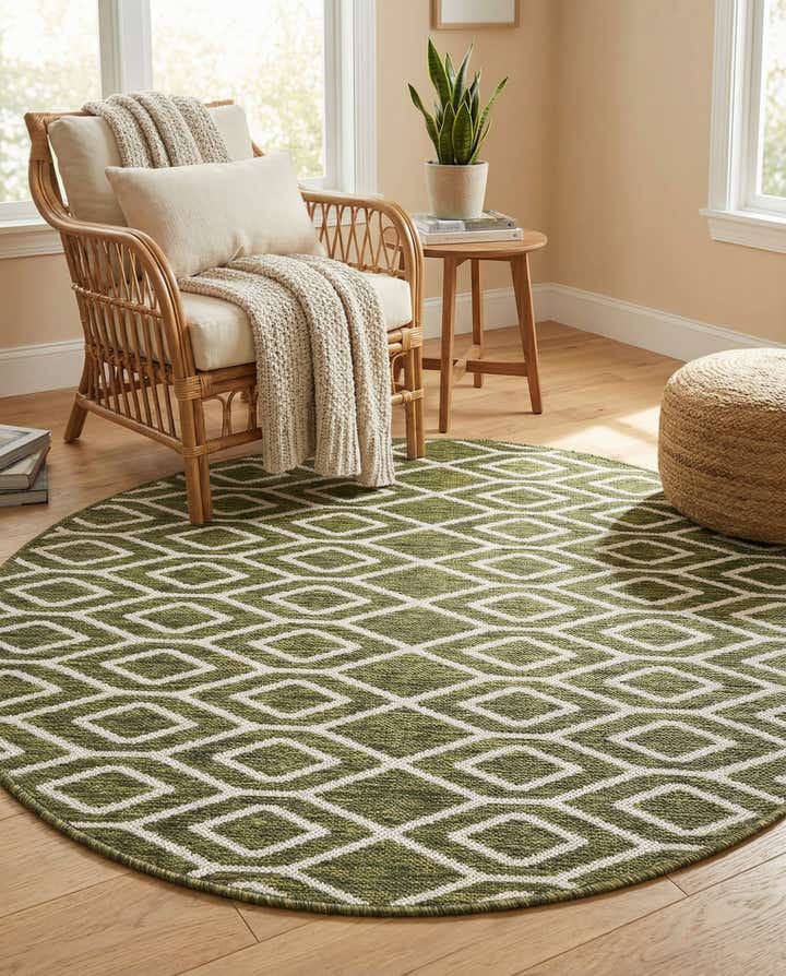 4' x 4' Easy-Clean Jill Zarin Turks and Caicos Indoor / Outdoor Round Rug