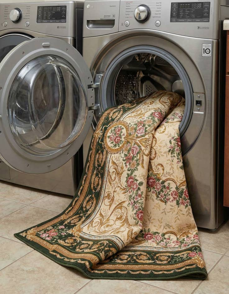 Detail image of 7' 10 x 10'  Washable Traditional Indoor / Outdoor Rug