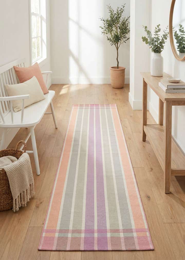 2' 7 x 10' Easy-Clean Striped Indoor / Outdoor Runner Rug