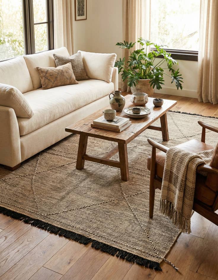 Detail image of 6' 1 x 7' 8  Hand Knotted Moroccan Wool Rug