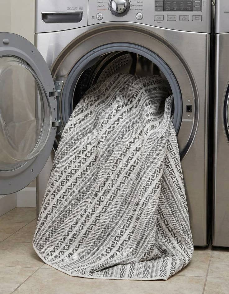 Detail image of 7' 10 x 7' 10  Washable Striped Indoor / Outdoor Octagon Rug