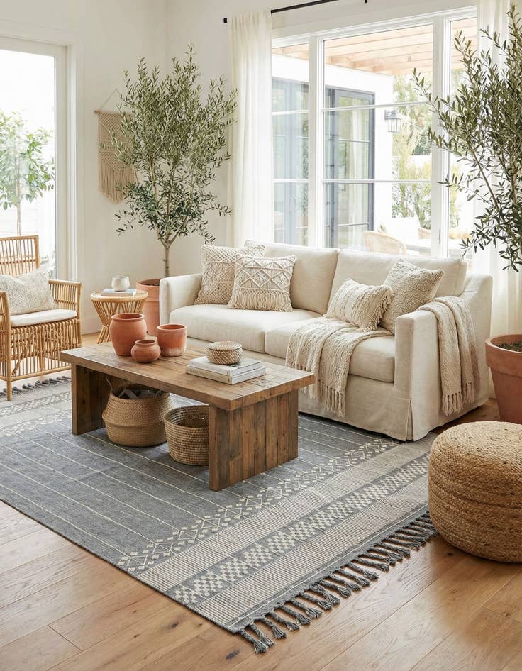 Detail image of 9' x 12'  Washable Eco Bohemian Indoor / Outdoor Rug