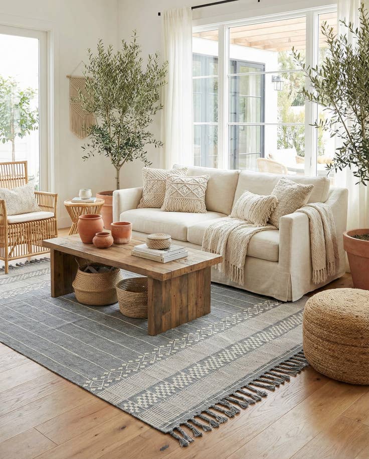 Detail image of 9' x 12' Easy-Clean Eco Bohemian Indoor / Outdoor Rug