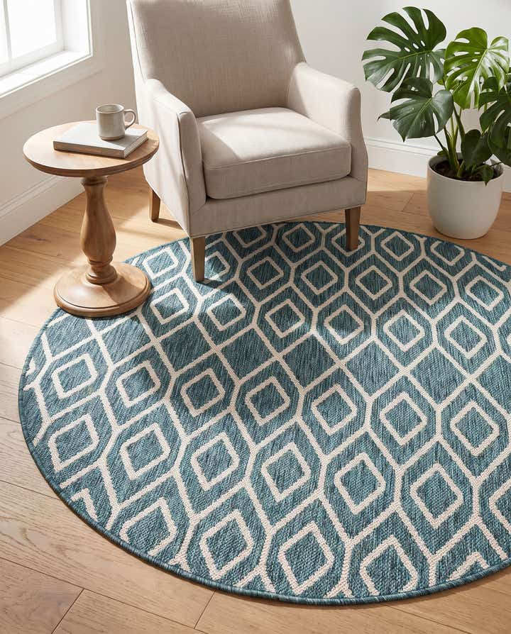 4' x 4' Easy-Clean Jill Zarin Turks and Caicos Indoor / Outdoor Round Rug