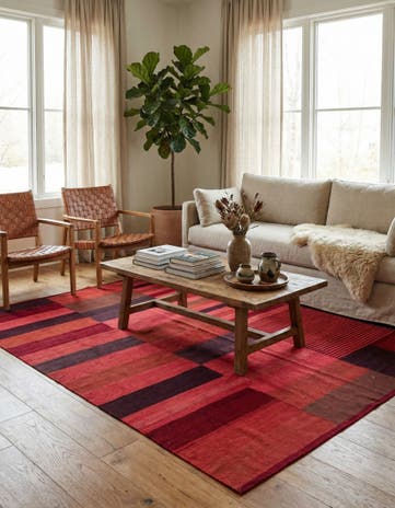 6' 8 x 9' 3 Hand Woven Kilim Modern Wool Rug